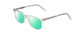 Profile View of Ernest Hemingway H4854 Designer Polarized Reading Sunglasses with Custom Cut Powered Green Mirror Lenses in Clear Crystal Patterned Silver Unisex Cateye Full Rim Acetate 51 mm