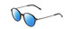 Profile View of Ernest Hemingway H4855 Designer Polarized Sunglasses with Custom Cut Blue Mirror Lenses in Gloss Black Gun Metal/Striped White Green Tips Unisex Round Full Rim Acetate 48 mm