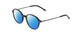Profile View of Ernest Hemingway H4855 Designer Polarized Reading Sunglasses with Custom Cut Powered Blue Mirror Lenses in Gloss Black Gun Metal/Striped White Green Tips Unisex Round Full Rim Acetate 48 mm