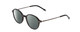 Profile View of Ernest Hemingway H4855 Designer Polarized Reading Sunglasses with Custom Cut Powered Smoke Grey Lenses in Gloss Black Gun Metal/Striped White Green Tips Unisex Round Full Rim Acetate 48 mm