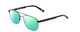 Profile View of Ernest Hemingway H4856 Designer Polarized Reading Sunglasses with Custom Cut Powered Green Mirror Lenses in Satin Metallic Black/Lilac Plum Tortoise Unisex Aviator Full Rim Stainless Steel 54 mm