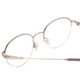 Close Up View of Ernest Hemingway H4858 Designer Single Vision Prescription Rx Eyeglasses in Shiny Silver/Grey Crystal Tips Unisex Round Semi-Rimless Stainless Steel 49 mm