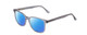 Profile View of Ernest Hemingway H4860 Designer Polarized Reading Sunglasses with Custom Cut Powered Blue Mirror Lenses in Grey Blue Crystal Unisex Cateye Full Rim Acetate 52 mm