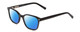 Profile View of Ernest Hemingway H4867 Designer Polarized Sunglasses with Custom Cut Blue Mirror Lenses in Gloss Black/Silver Accents Unisex Cateye Full Rim Acetate 50 mm