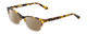 Profile View of Ernest Hemingway H4869 Designer Polarized Sunglasses with Custom Cut Amber Brown Lenses in Brown Amber Tortoise Havana/Clear Crystal Fade/Silver Accent Unisex Cateye Full Rim Acetate 53 mm