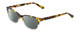 Profile View of Ernest Hemingway H4869 Designer Polarized Sunglasses with Custom Cut Smoke Grey Lenses in Brown Amber Tortoise Havana/Clear Crystal Fade/Silver Accent Unisex Cateye Full Rim Acetate 53 mm