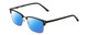 Profile View of Ernest Hemingway H4870 Designer Polarized Sunglasses with Custom Cut Blue Mirror Lenses in Matte Black/Shiny Gun Metal Unisex Cateye Full Rim Acetate 53 mm