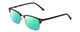 Profile View of Ernest Hemingway H4870 Designer Polarized Reading Sunglasses with Custom Cut Powered Green Mirror Lenses in Matte Black/Shiny Gun Metal Unisex Cateye Full Rim Acetate 53 mm