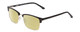 Profile View of Ernest Hemingway H4870 Designer Polarized Reading Sunglasses with Custom Cut Powered Sun Flower Yellow Lenses in Shiny Black/Silver Unisex Cateye Full Rim Acetate 53 mm