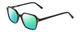 Profile View of Ernest Hemingway H4872 Designer Polarized Reading Sunglasses with Custom Cut Powered Green Mirror Lenses in Gloss Black/Silver Accents Unisex Square Full Rim Acetate 50 mm