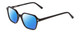 Profile View of Ernest Hemingway H4872 Designer Polarized Reading Sunglasses with Custom Cut Powered Blue Mirror Lenses in Gloss Black/Silver Accents Unisex Square Full Rim Acetate 50 mm