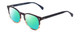 Profile View of Ernest Hemingway H4873 Designer Polarized Reading Sunglasses with Custom Cut Powered Green Mirror Lenses in Navy Blue Fade Unisex Cateye Full Rim Acetate 51 mm