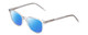 Profile View of Ernest Hemingway H4876 Designer Polarized Reading Sunglasses with Custom Cut Powered Blue Mirror Lenses in Clear Crystal/Silver Accents Unisex Cateye Full Rim Acetate 53 mm