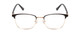 Front View of Ernest Hemingway H4890 Designer Reading Eye Glasses with Custom Cut Powered Lenses in Gloss Black/Shiny Gold Unisex Cateye Full Rim Stainless Steel 53 mm