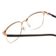 Close Up View of Ernest Hemingway H4890 Designer Reading Eye Glasses with Custom Cut Powered Lenses in Gloss Black/Shiny Gold Unisex Cateye Full Rim Stainless Steel 53 mm