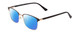 Profile View of Ernest Hemingway H4890 Designer Polarized Sunglasses with Custom Cut Blue Mirror Lenses in Gloss Black/Shiny Gold Unisex Cateye Full Rim Stainless Steel 53 mm