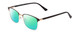 Profile View of Ernest Hemingway H4890 Designer Polarized Reading Sunglasses with Custom Cut Powered Green Mirror Lenses in Gloss Black/Shiny Gold Unisex Cateye Full Rim Stainless Steel 53 mm