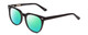 Profile View of Ernest Hemingway H4900 Designer Polarized Reading Sunglasses with Custom Cut Powered Green Mirror Lenses in Gloss Black/Silver Accents Unisex Cateye Full Rim Acetate 52 mm