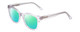 Profile View of Ernest Hemingway H4901 Designer Polarized Reading Sunglasses with Custom Cut Powered Green Mirror Lenses in Clear Crystal/Silver Glitter Accent Ladies Cateye Full Rim Acetate 51 mm