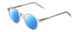 Profile View of Ernest Hemingway H4907 Designer Polarized Sunglasses with Custom Cut Blue Mirror Lenses in Clear Crystal Ladies Round Full Rim Acetate 48 mm