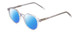 Profile View of Ernest Hemingway H4907 Designer Polarized Reading Sunglasses with Custom Cut Powered Blue Mirror Lenses in Clear Crystal Ladies Round Full Rim Acetate 48 mm