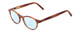 Profile View of Ernest Hemingway H4912 Designer Progressive Lens Blue Light Blocking Eyeglasses in Blonde Amber Brown Marbled Lines/Silver Accents Unisex Round Full Rim Acetate 47 mm