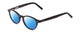 Profile View of Ernest Hemingway H4912 Designer Polarized Sunglasses with Custom Cut Blue Mirror Lenses in Gloss Black/Silver Accents Unisex Round Full Rim Acetate 47 mm