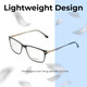 Weight View of Big and Tall 22 Designer Reading Eye Glasses with Custom Cut Powered Lenses in Black/Clear Crystal Unisex Square Full Rim Acetate 58 mm