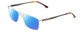 Profile View of Big and Tall 22 Designer Polarized Reading Sunglasses with Custom Cut Powered Blue Mirror Lenses in Crystal Clear Unisex Square Full Rim Acetate 58 mm