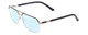 Profile View of Big and Tall 24 Designer Progressive Lens Blue Light Blocking Eyeglasses in Dark Navy Blue/Silver Gunmetal Unisex Aviator Full Rim Metal 60 mm
