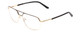 Profile View of Big and Tall 25 Designer Progressive Lens Blue Light Blocking Eyeglasses in Matte Black/Shiny Gold Unisex Aviator Full Rim Metal 60 mm