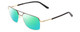 Profile View of Big and Tall 25 Designer Polarized Reading Sunglasses with Custom Cut Powered Green Mirror Lenses in Matte Black/Shiny Gold Unisex Aviator Full Rim Metal 60 mm