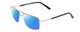 Profile View of Big and Tall 25 Designer Polarized Sunglasses with Custom Cut Blue Mirror Lenses in Matte Brown/Shiny Gold Unisex Aviator Full Rim Metal 60 mm