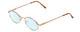 Profile View of Flex Collection 53 Designer Blue Light Blocking Eyeglasses in Gold/Demi Tortoise Havana Amber Ladies Oval Full Rim Metal 43 mm