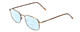 Profile View of Flex Collection 60 Designer Progressive Lens Blue Light Blocking Eyeglasses in Antique Gold/Demi Tortoise Havana Amber Ladies Round Full Rim Metal 51 mm