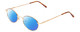 Profile View of Metal Flex KIDS M Designer Polarized Reading Sunglasses with Custom Cut Powered Blue Mirror Lenses in Gold/Demi Tortoise Havana Amber Ladies Oval Full Rim Metal 50 mm