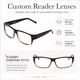 Soho 1002 Women Rectangle Designer Reading Glasses Shiny Black/Grey Crystal 58mm Custom Lenses