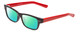 Profile View of Soho 1010 Designer Polarized Reading Sunglasses with Custom Cut Powered Green Mirror Lenses in Black/Red Unisex Classic Full Rim Acetate 50 mm