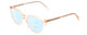 Profile View of Vivid 886 Designer Progressive Lens Blue Light Blocking Eyeglasses in Shiny Crystal Light Brown Ladies Cateye Full Rim Acetate 53 mm