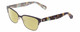 Profile View of Kate Spade LADONNA Designer Polarized Reading Sunglasses with Custom Cut Powered Sun Flower Yellow Lenses in Blue Havana Tortoise Ladies Cateye Semi-Rimless Stainless Steel 51 mm