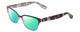 Profile View of Kate Spade LADONNA Designer Polarized Reading Sunglasses with Custom Cut Powered Green Mirror Lenses in Blue Havana Tortoise Ladies Cateye Semi-Rimless Stainless Steel 51 mm