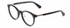 Profile View of Kate Spade DRYSTALEE Designer Reading Eye Glasses with Custom Cut Powered Lenses in Black Gold Ladies Round Full Rim Acetate 50 mm