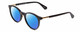 Profile View of Kate Spade DRYSTALEE Designer Polarized Reading Sunglasses with Custom Cut Powered Blue Mirror Lenses in Black Gold Ladies Round Full Rim Acetate 50 mm