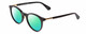 Profile View of Kate Spade DRYSTALEE Designer Polarized Reading Sunglasses with Custom Cut Powered Green Mirror Lenses in Black Gold Ladies Round Full Rim Acetate 50 mm