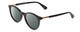 Profile View of Kate Spade DRYSTALEE Designer Polarized Reading Sunglasses with Custom Cut Powered Smoke Grey Lenses in Black Gold Ladies Round Full Rim Acetate 50 mm