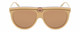Front View of GUCCI GG0732S 002 Unisex Oversized Sunglasses in Tan Beige/Burgundy & Brown 61mm