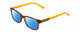 Profile View of Harley Davidson HD0126T Designer Polarized Sunglasses with Custom Cut Blue Mirror Lenses in Matte Tortoise Havana Gold Brown Orange Unisex Square Full Rim Acetate 48 mm