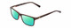 Profile View of Harley Davidson HD0133T Designer Polarized Reading Sunglasses with Custom Cut Powered Green Mirror Lenses in Caramel Brown White Triple Layer Unisex Square Full Rim Acetate 47 mm