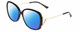 Profile View of Gucci GG0649SK Designer Polarized Reading Sunglasses with Custom Cut Powered Blue Mirror Lenses in Black/Gold Ladies Oval Full Rim Acetate 58 mm