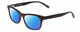 Profile View of Jones New York J229 Designer Polarized Sunglasses with Custom Cut Blue Mirror Lenses in Black Ladies Oval Full Rim Acetate 48 mm